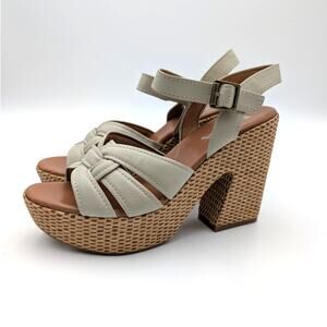 Korks Dee Wedge Platform Block Heel Sandals Women's off White Size US8M EU38.5
